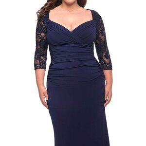 La Femme 29586SC Mother of the Bride Dress Navy 20W